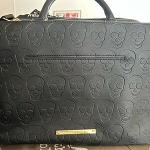 Betsey Johnson Black Skull Handbag with Floral Interior